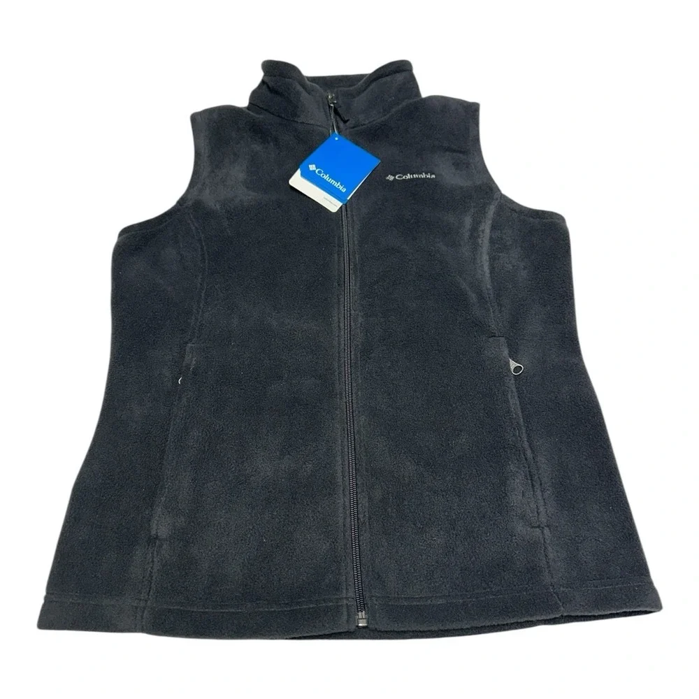 Columbia Benton Springs Fleece Vest YOUTH Kids Size L Black Full Zip Sleeveless